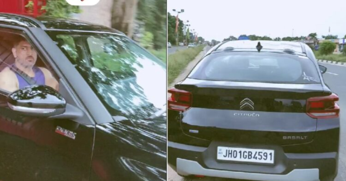MS Dhoni Spotted Driving Citroën Basalt Dark Edition