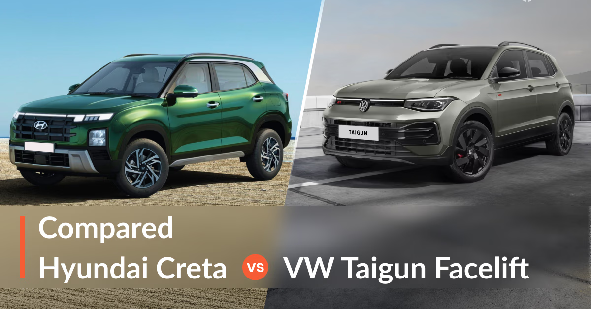 Compare 2026 Volkswagen Taigun Facelift vs Hyundai Creta in detail. Explore price, features, engine, mileage, safety, and performance to find the best compact SUV for value and comfort in India.
